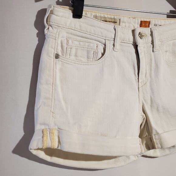 Pilcro and the Letterpress Anthropologie Stet Cuffed White Jean Shorts Womens 26 - Picture 4 of 12